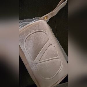NEW Valentino Pochette Beige Velvet Small Nude Pouch